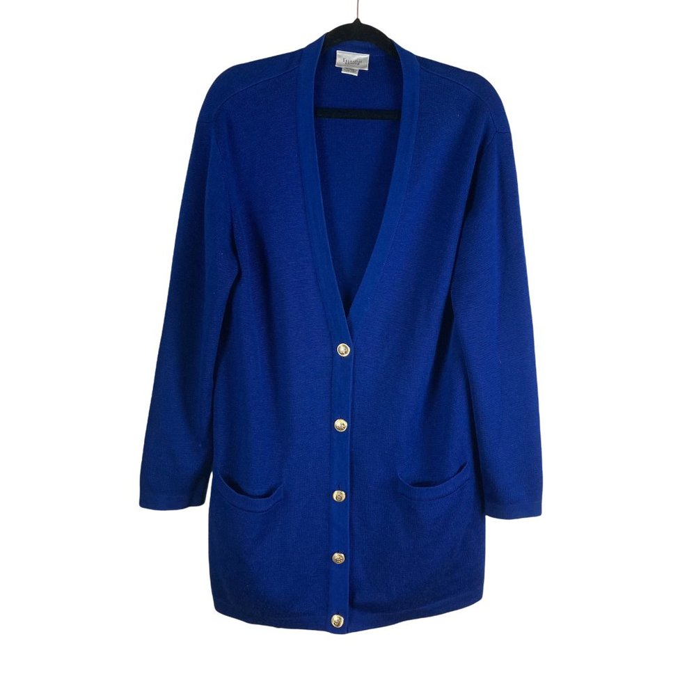 Vintage Essential Elements Wool Blend Navy Blue Cardigan - M